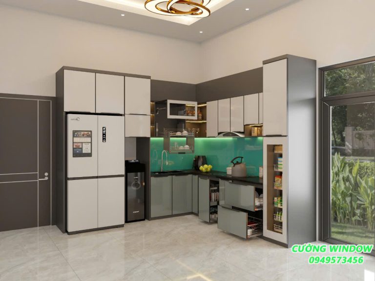Tủ bếp nhôm cánh kính 7