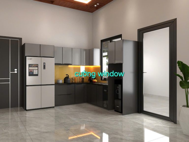 Tủ bếp nhôm cánh kính 9